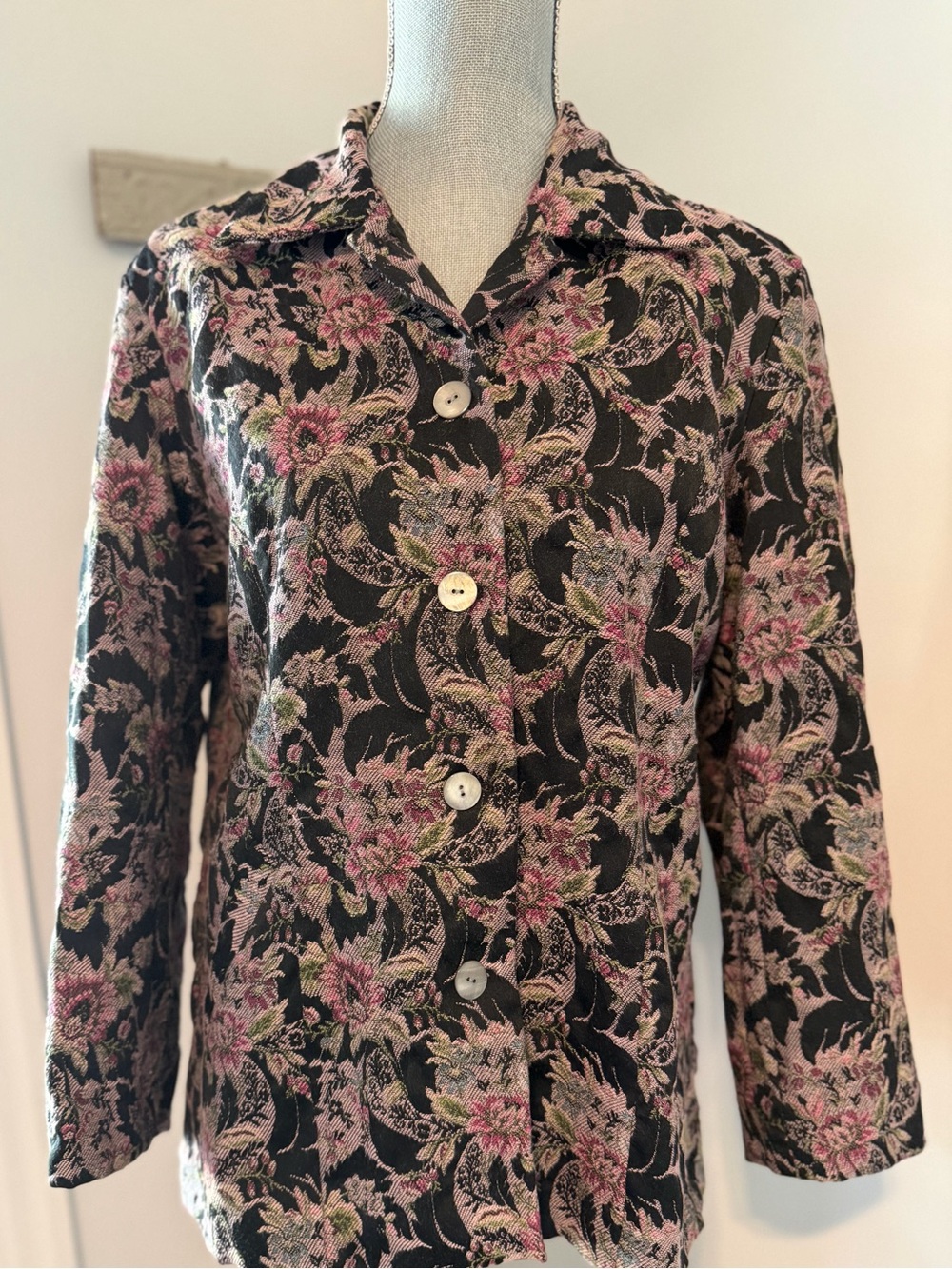 VINTAGE Y2K NORTHERN REFLECTIONS Floral Jacquard Cottagecore Tapestry Blazer
